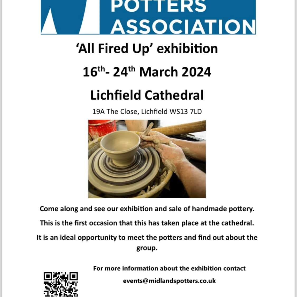 This is going to be a great event run by the Midlands Potters Association #pottery #midlandspottersassociation #ceramics #litchfieldcathedral