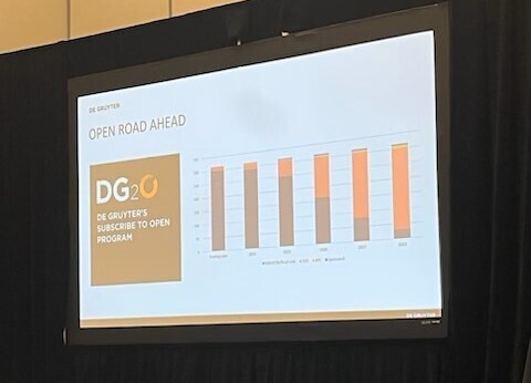 DeltaThink's tweet photo. Camp @ERandL focus on S2O: @AIP_Publishing's Kevin Steiner and @degruyter_brill's Dave Celano share their organizations' journeys.  @degruyter_brill projects that 90% of their portfolio will be S2O by 2026. #ERL24 #S2O #OpenAccess https://t.co/mgNd3Rb2ae