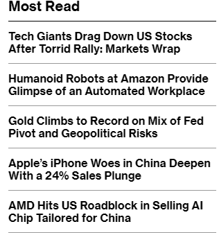 Those Bloomberg.com readers--they love the tech coverage. What's this 'gold' stuff in the middle?