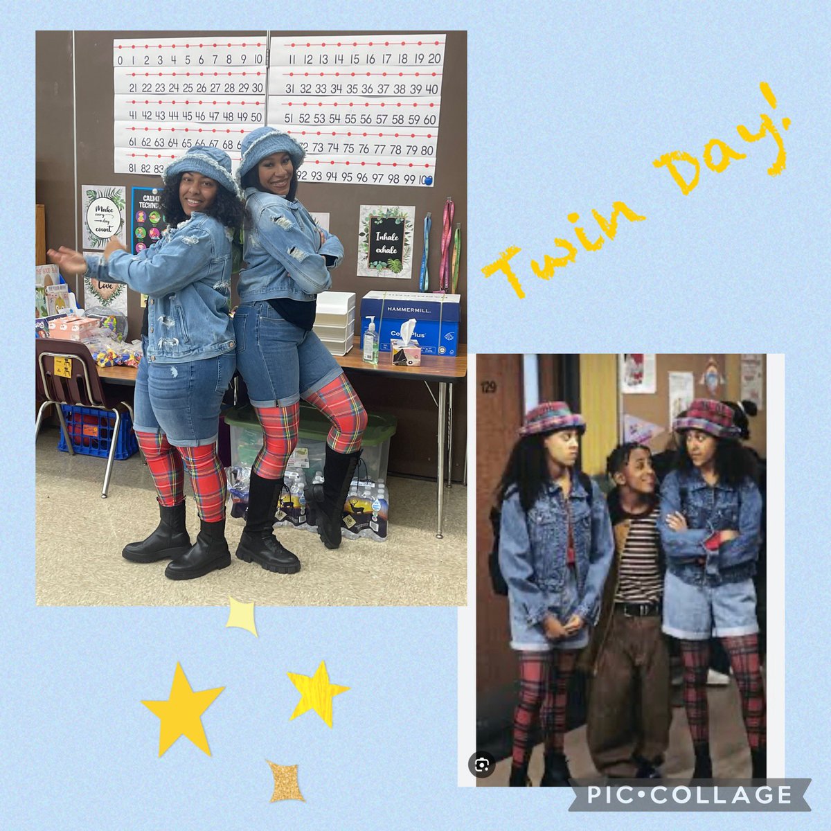Read Across America Spirit Week: Twin Day! It was ‘Girl Power’ & friendship in full effect as students & staff paired up for a day of matching fun! The gold star goes to the teachers, Mrs. Fitchett & Ms. Canty, for their ‘Sister, Sister, inspired outfits! @SharelleStagg @TiaMowry