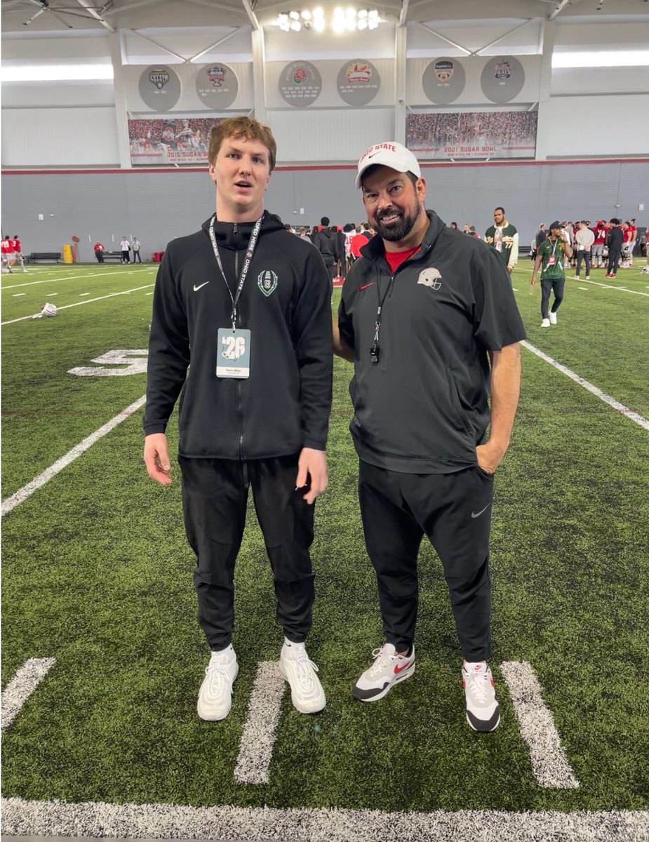 I had a great visit at The Ohio State University for the Buckeyes Spring Practice. Thank you for having me and thank you for the hospitality. @ryandaytime @CoachJimKnowles @JLaurinaitis55 @markpantoni @Strongsville_FB @Tom_Zacharyasz