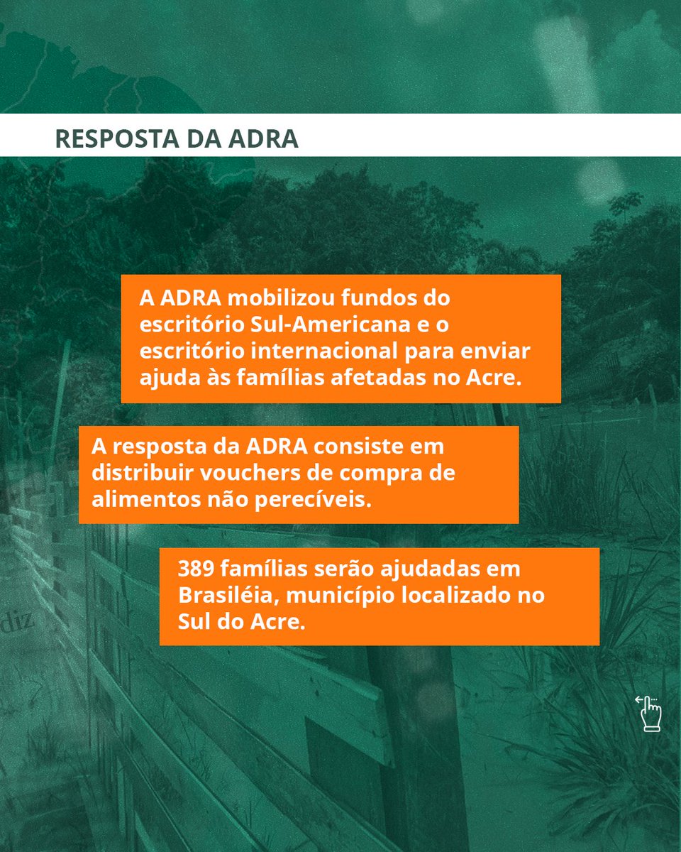 ADRABrasil's tweet photo. 19 dos 22 municípios do estado do Acre decretaram situação de emergência, após serem fortemente impactados pelas recentes chuvas e enchentes do Rio Acre. 

➡️ Veja nos cards como será a resposta da ADRA à essa emergência.

#SOSAcre
#ADRABrasil https://t.co/N356nmdI21