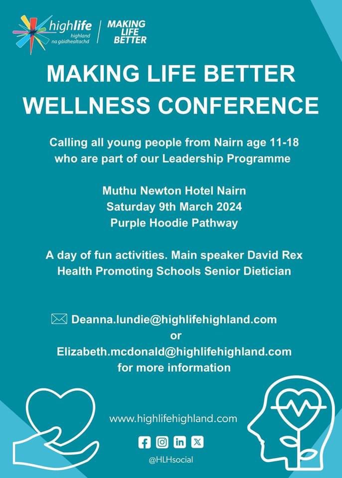 Looking forward to our #Wellness #Leaders conference. An exciting day ahead. #HLHMakingLifeBetter #Itsallaboutthehoodie #itsoknottobeok #mikeysline @NairnAcad #MadeInNairn
