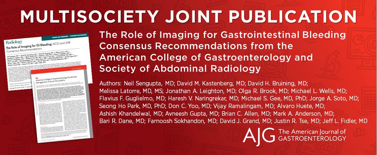 New Joint Society Publication @AmCollegeGastro and @SocietyAbdRad The Role of Imaging for GI Bleeding: Consensus Recommendations 📕bit.ly/acg-sar-gi-ble…