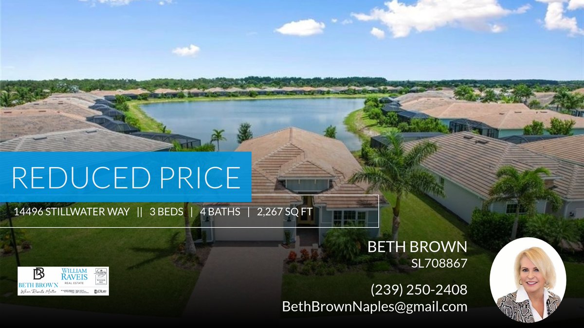 📍 Reduced Price 📍 This recently reduced home at 14496 Stillwater Way in Naples won't last long, so, don't wait to set up a showing! Reach out here or at (239) 250-2408 for more information! Beth Brown William Raveis Realty Cell:... homeforsale.at/14496_STILLWAT…