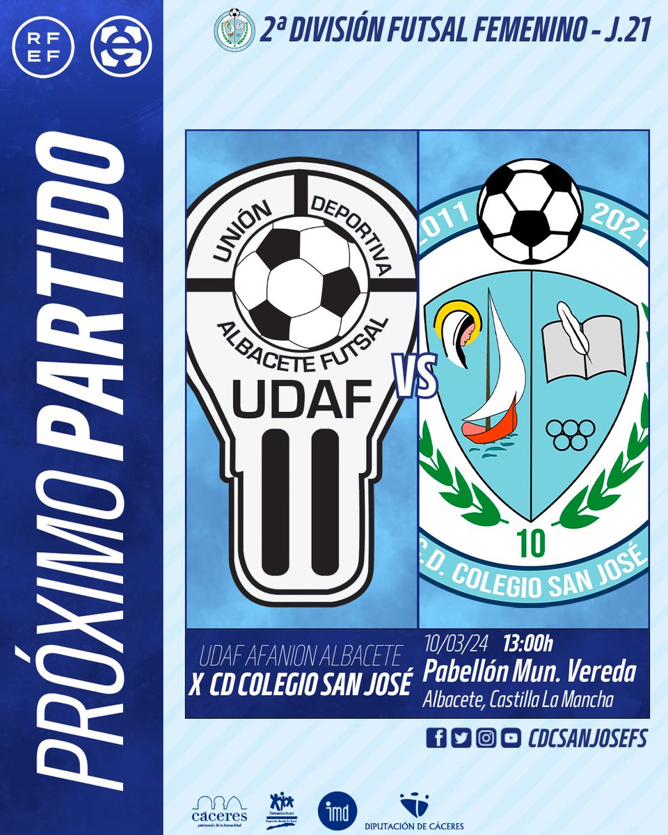 📅 Agenda del fin de semana:

ℹ 09/03; 13:30h, #JuvDH se enfrenta a <a href="/AAPilaristasFS/">AA PILARISTAS FS</a>
ℹ 09/03; 19:00h, #3ª viaja a Montehermoso para visitar a <a href="/MontehermosoFu1/">CD GRAVERA VALDEFUENTES Montehermoso Futsal</a>
ℹ 10/03; 13:00h, #Femenino viaja para enfrentarse a <a href="/UDAFalbafutsal/">UDAF AFANION</a>

¡VAMOS SAN JOSÉ!

#SueñaAzul
#123SanJosé🩵