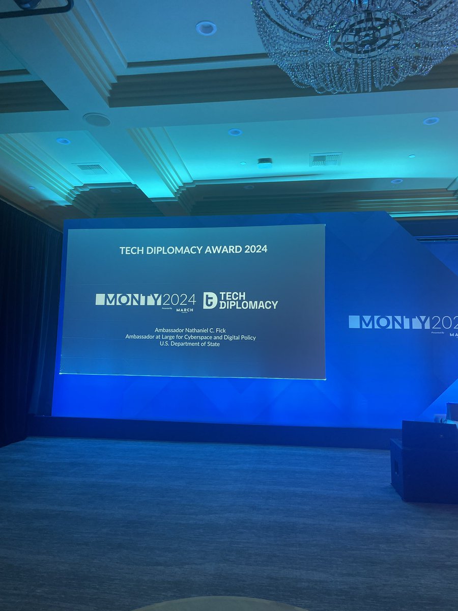 Tech Diplomacy provides the conceptual infrastructure for our interconnected world. Honoring US Cyber Ambassador <a href="/ncfick/">Nate Fick</a> at the Montgomery Summit with the  Tech Diplomacy Award. Thank you James Montgomery and Keith Strier <a href="/nvidia/">NVIDIA</a> and <a href="/koernerjulia_jk/">koernerjulia</a> for making it happen!