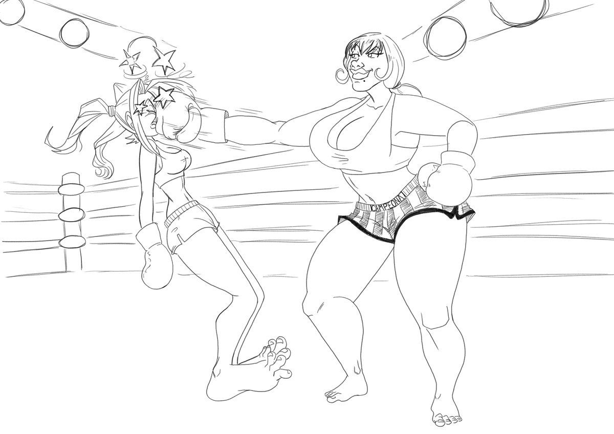 Follow up to my first Yenny pic; our blue haired beauty is taking a beating from the champ in the ring! Again inspired by Looney Tunes boxing cartoons and an old story from Boxeogirls. Yenny belongs to @DAlvarezStudio #boxing #Yenny #boxinggirls #punch