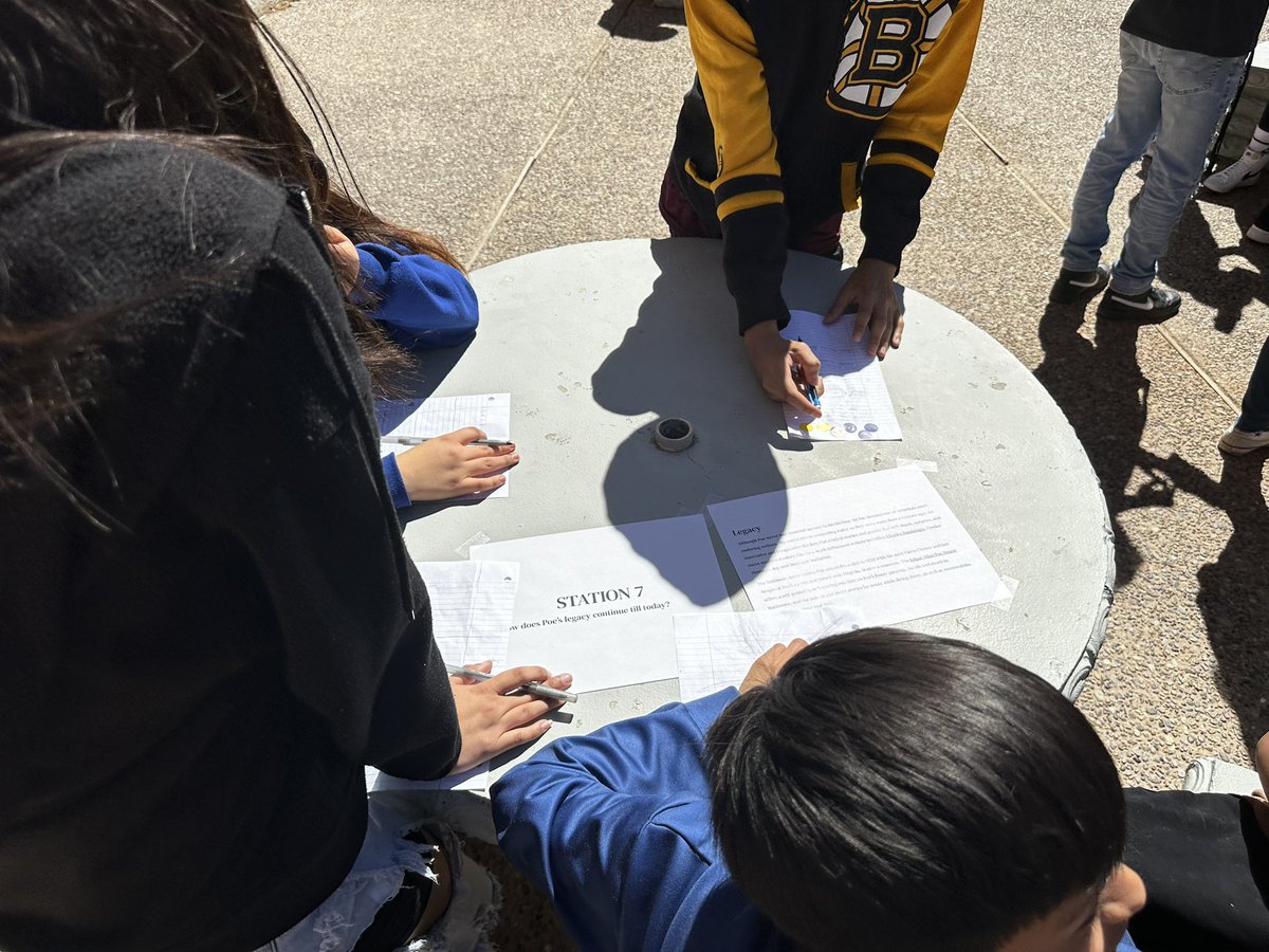 Beautiful weather for our English 1 students to take part in an awesome Poetry station activity out on the patio. Great conversations and engagement! #YsletaMentality #BOWUP