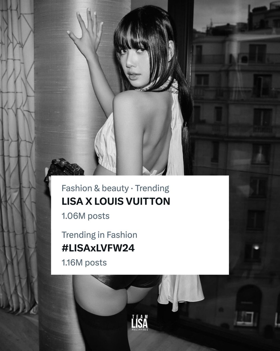 Both the tagline and hashtag for Lisa have surpassed 1 MILLION POSTS on Twitter X despite the unplanned trending event for her surprise appearance at PFW! 🔥 LISA X LOUIS VUITTON #LISAxLVFW24 #ParisFashionWeek #LVFW24 @LouisVuitton