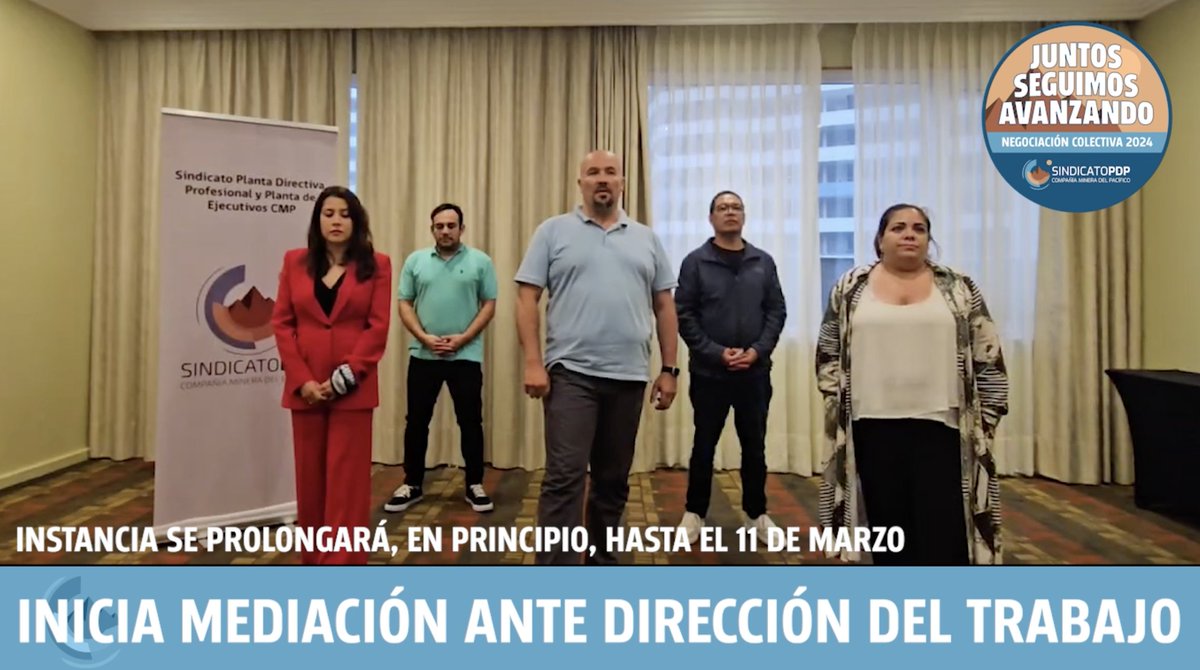 🔵🟤🟡 VIDEO: Inicia Mediación con Compañía Minera del Pacífico CMP <a href="/CAP_CL/">Grupo CAP</a>  ante Dirección Regional del Trabajo <a href="/DRTCOQUIMBO1/">DRTCOQUIMBO</a>. Sindicato a la espera de un acercamiento en puntos pendientes tras rechazo de bases sindicales a oferta de la compañía.

VIDEO youtu.be/IThH4ir2OZE