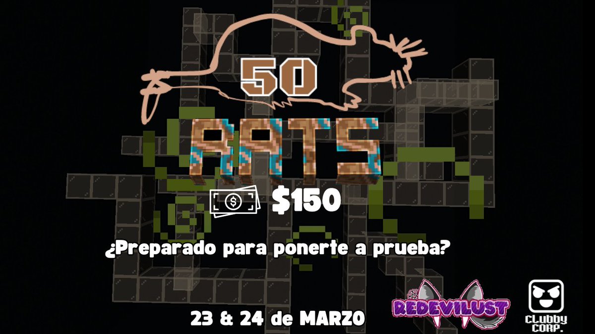 Hola, Les presentamos 50ty rats 🐀🧀

- Buscamos 50 streamers que esten dispuestos a superar este experimento que tenemos preparado 
-💸+$150 En premios 
-📅 23 &amp; 24 de Marzo 

Se agradece 🩷🔁