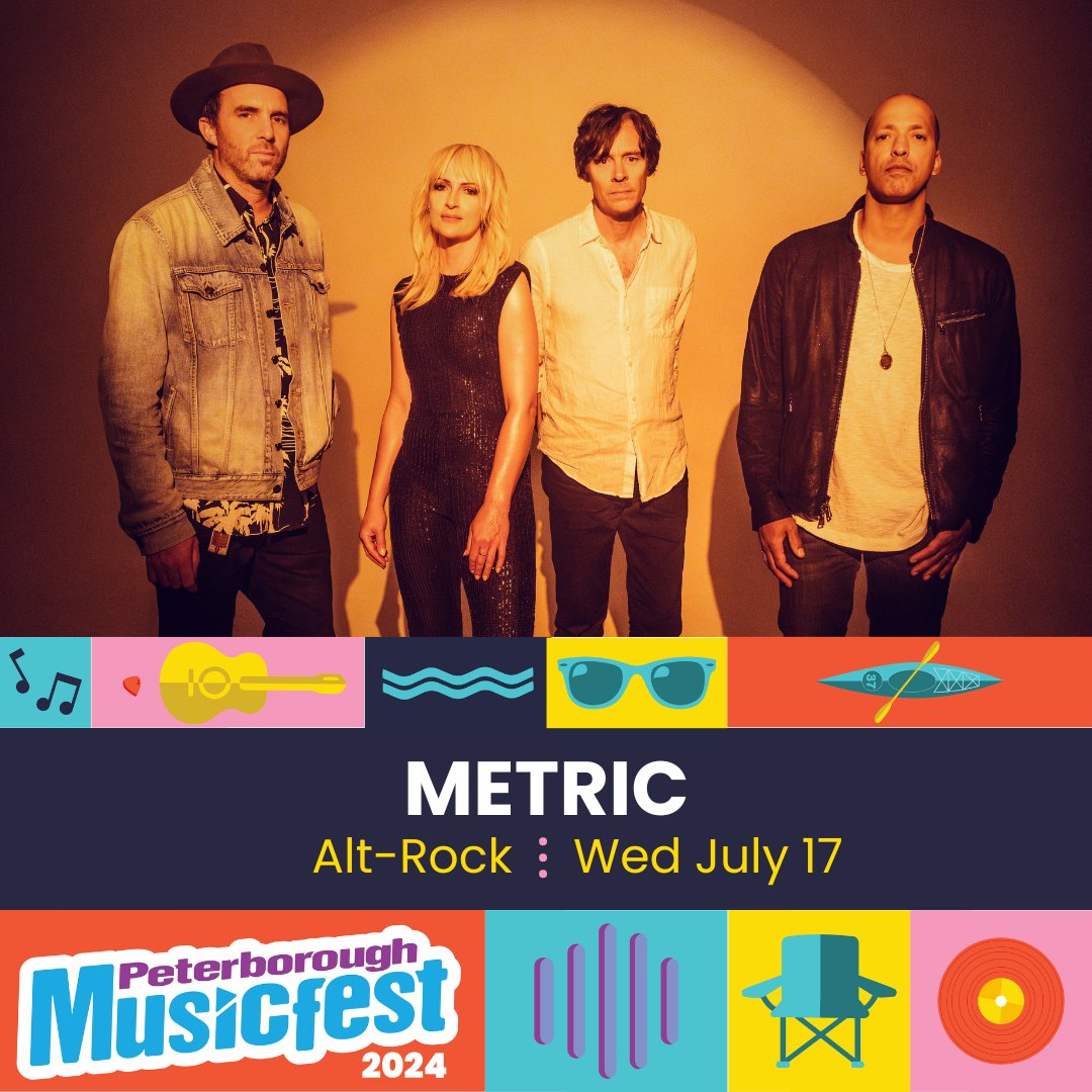 🎉 Exciting News! 🎉 Peterborough Musicfest is excited to announce our first FREE concert of Season 37 featuring the sensational @metric ! 🌟 Catch them live on Wednesday, July 17th at Del Crary Park. 🎶
#PMF2024 #MetricLive #SummerVibes #FreeConcert #lovelocalptbokawarthas