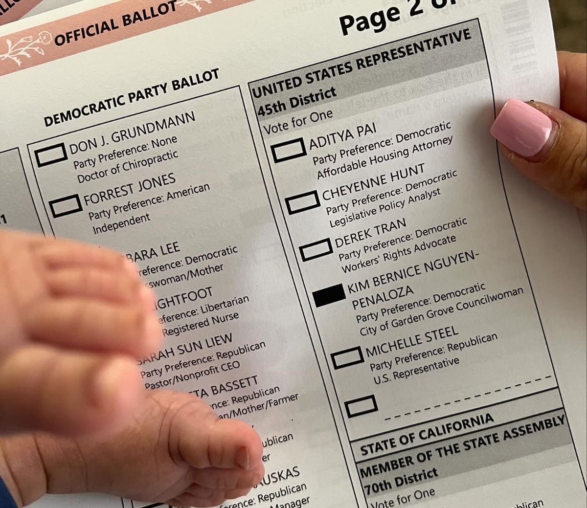 votekimnguyen's tweet photo. Today I cast my vote for myself with my daughter in hand! 
Over a year of hard work will be determined today! So please make sure to vote! Together we are #StrongerthanSteel! #inittonguyenit https://t.co/I4QJerCqMR