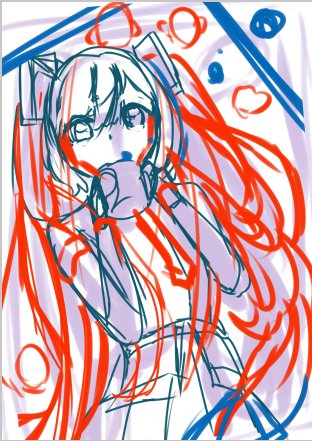 hatsune miku 1girl solo twintails sketch heart long hair skirt  illustration images