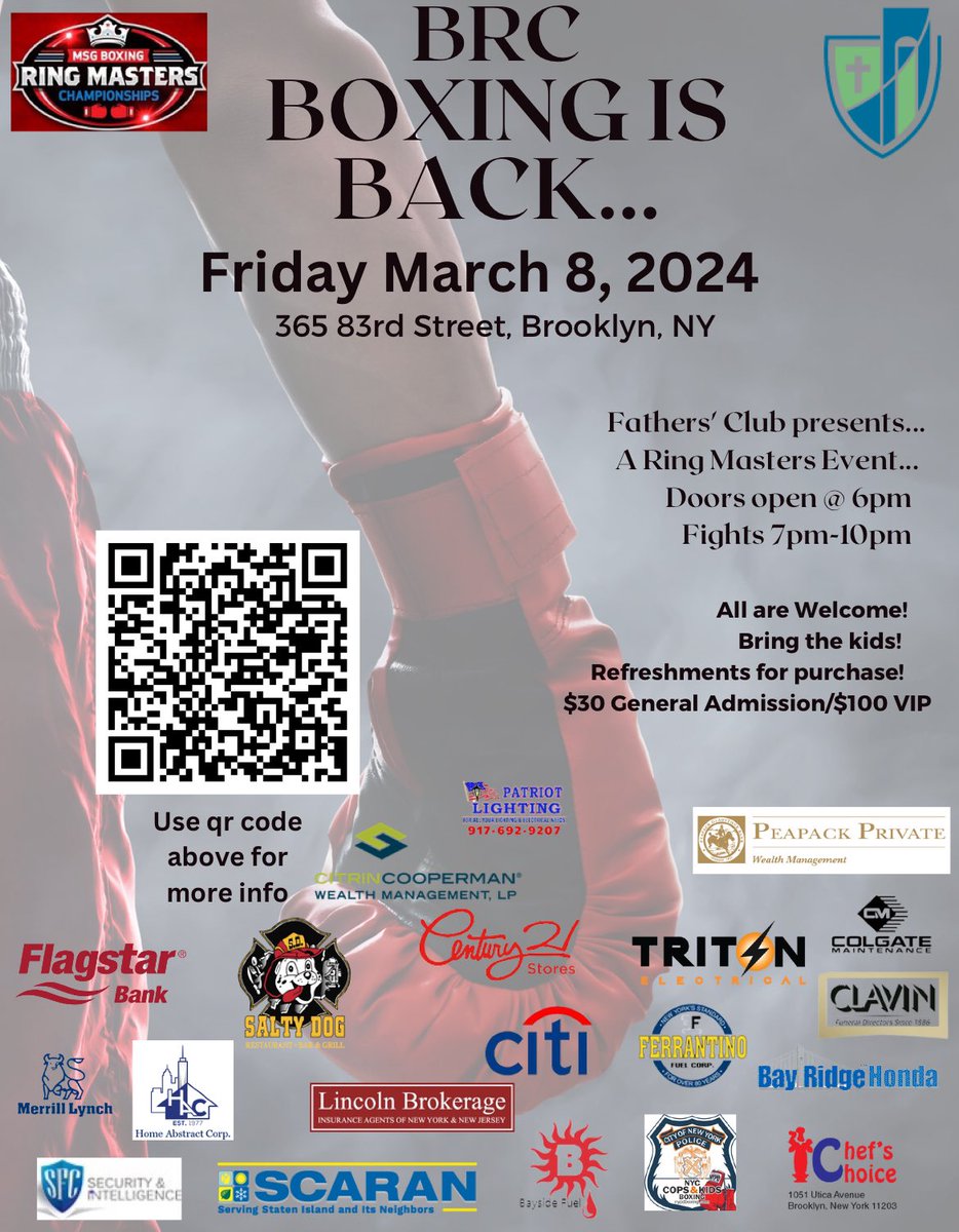 JohnQuaglione's tweet photo. Thanks to our Father’s Club, boxing is back in #BayRidge this Friday night, March 8th at Bay Ridge Catholic Academy. Doors open at 6 p.m. Fights start at 7 p.m. Fun night while supporting  our school! Get your tickets here: https://t.co/WzoN23Pj75 #boxing #ringmasters https://t.co/4u9QcNYHv7