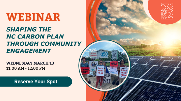 SunriseDurham's tweet photo. Join @cleanairenc for a webinar that will empower you to shape North Carolina’s energy future 🌄

Learn how to make your voice heard in the Carbon Plan public hearings 📢

https://t.co/aUFS40Ebnq https://t.co/P4zMWeW202