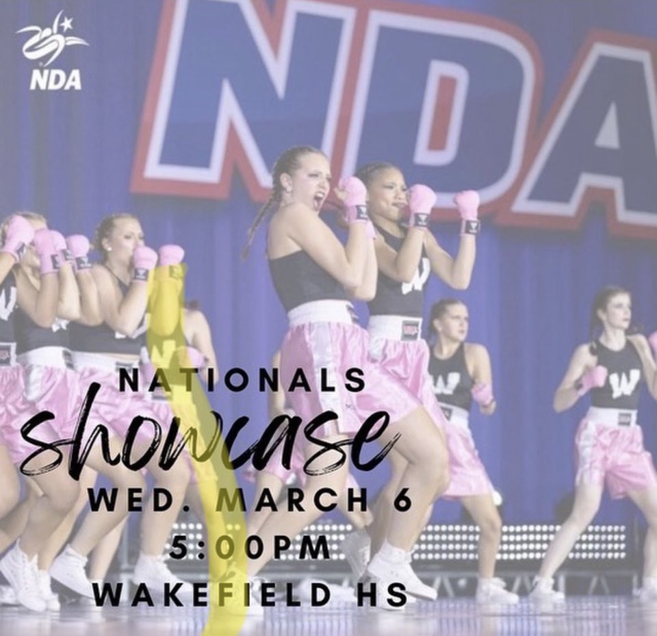 Wakefield_Dance's tweet photo. Come see us TOMORROW, Wednesday at 5:00 for our send off before we head to ✨NATIONALS✨!  

@WakefieldHS https://t.co/h7V8UGassY