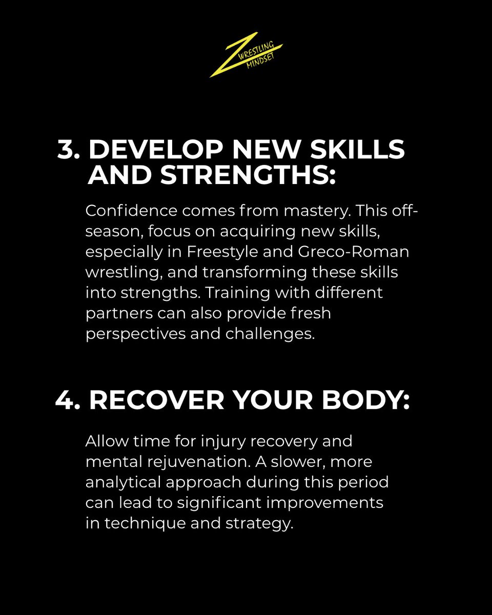 WrestlingMindse's tweet image. The off-season is the perfect time for self-improvement in both physical and mental capacities. 

Use this off-season checklist to set yourself up both physically and mentally to level up next season.

#wrestlingmindset #coaching #mentaledge #offseason #improve