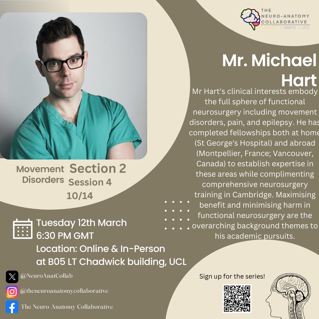 📢 NEXT TALK ANNOUNCEMENT 📢

🚶‍♂️ We are excited to have <a href="/mrmikehart/">Mike Hart</a> for our next session on movement disorders!

🖥️ You can join us online or in-person, head to the link in our bio to sign up now