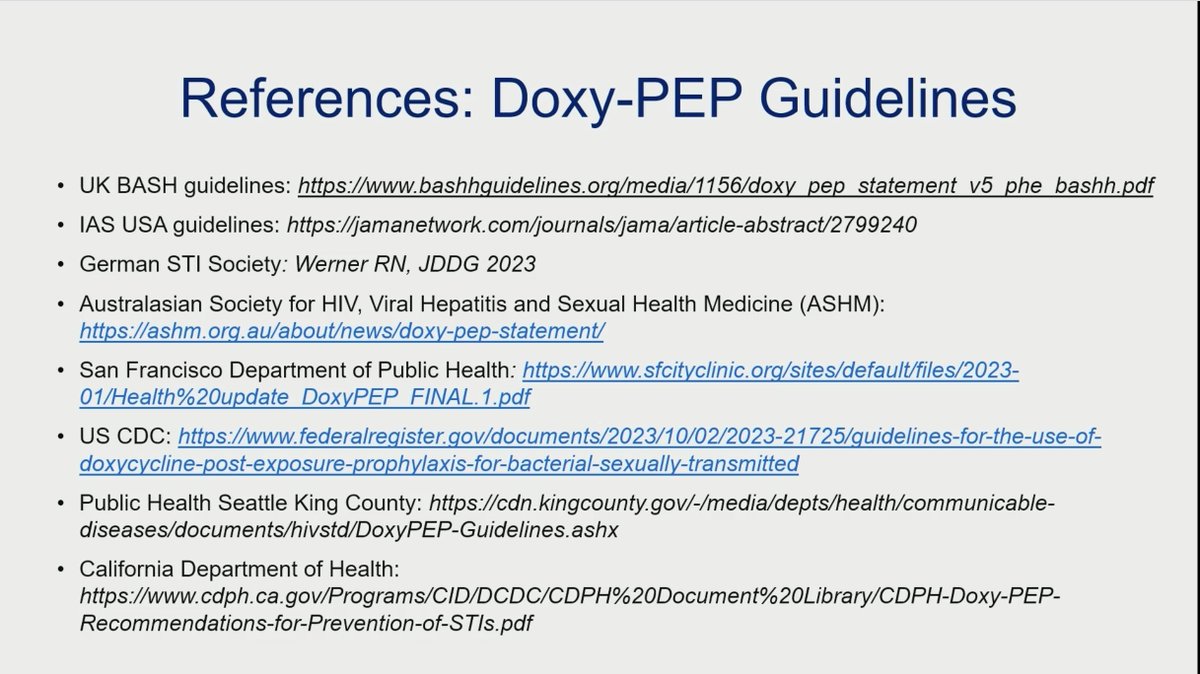 Citywide decline in chlamydia (50%) and early syphilis (51%) comapred to forecasts in San Francisco, an early adopter site for DoxyPEP. Data presented yesterday at #CROI2024 summarised in an incredible talk from Stephanie E Cohen, well done! Pic 2 shows the references