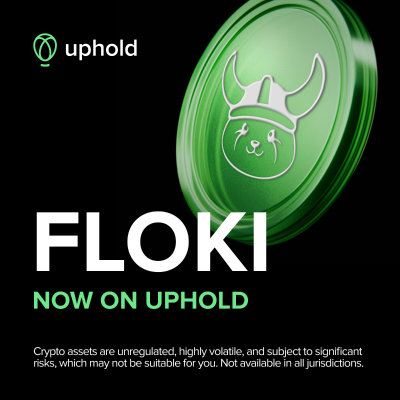 UpholdInc's tweet photo. 🎉 BIG NEWS! 🛡️

To Valhalla &amp; Beyond with $FLOKI! 🐾

 "The People's Cryptocurrency" has just docked on #Uphold's shores! 

@RealFlokiInu is now available to trade. Are you?

#FLOKI