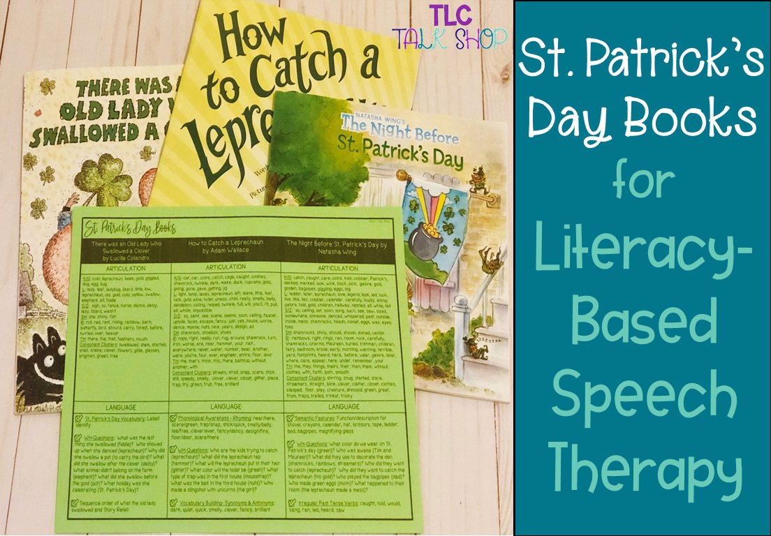 spchlangpath's tweet photo. Literacy-based lessons work wonders in Speech therapy! Our therapists especially love using with preschool and early elementary children to target articulation, phonology, language, and fluency. Some of our favorite St. Patrick’s Day books are mentioned below.... https://t.co/wAKD58DEnX