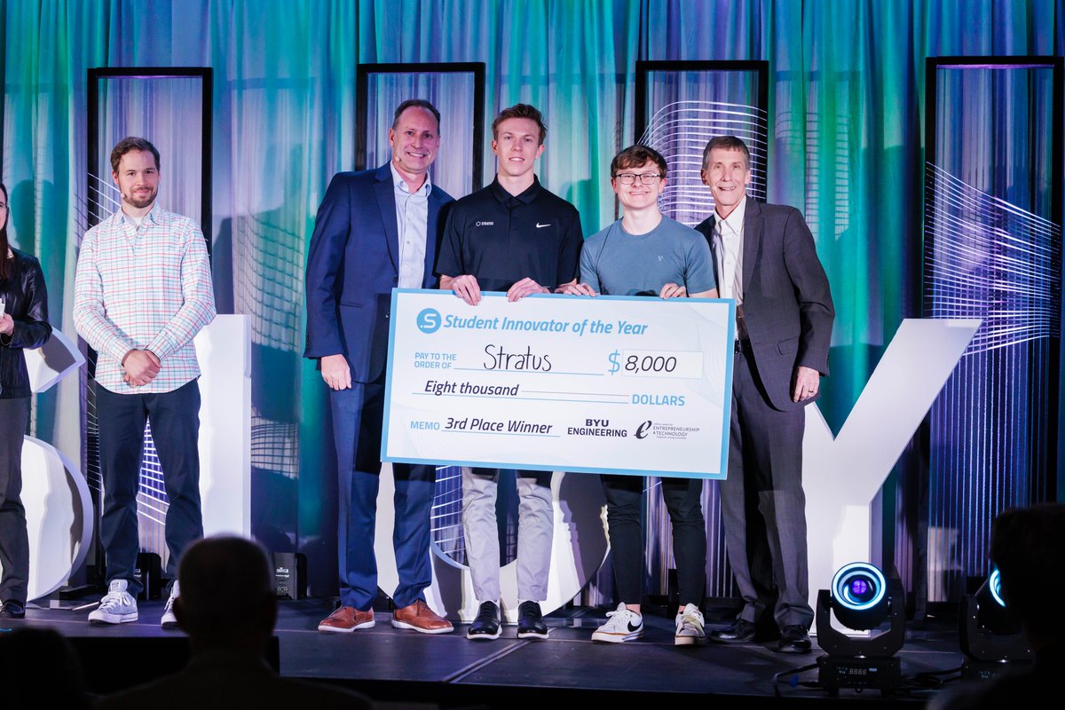 byuengineering's tweet photo. Congratulations to this year’s Student Innovator of the Year!
First Place: (winning $12k) Spot Parking
Second Place: (winning $10k) Salt Block Inoculum
Third Place: (winning $8k) Stratus
Crowd Favorite: (winning $2k) MelBas
#byuengineering #SIOY #innovation https://t.co/6J9Zt1TZP7