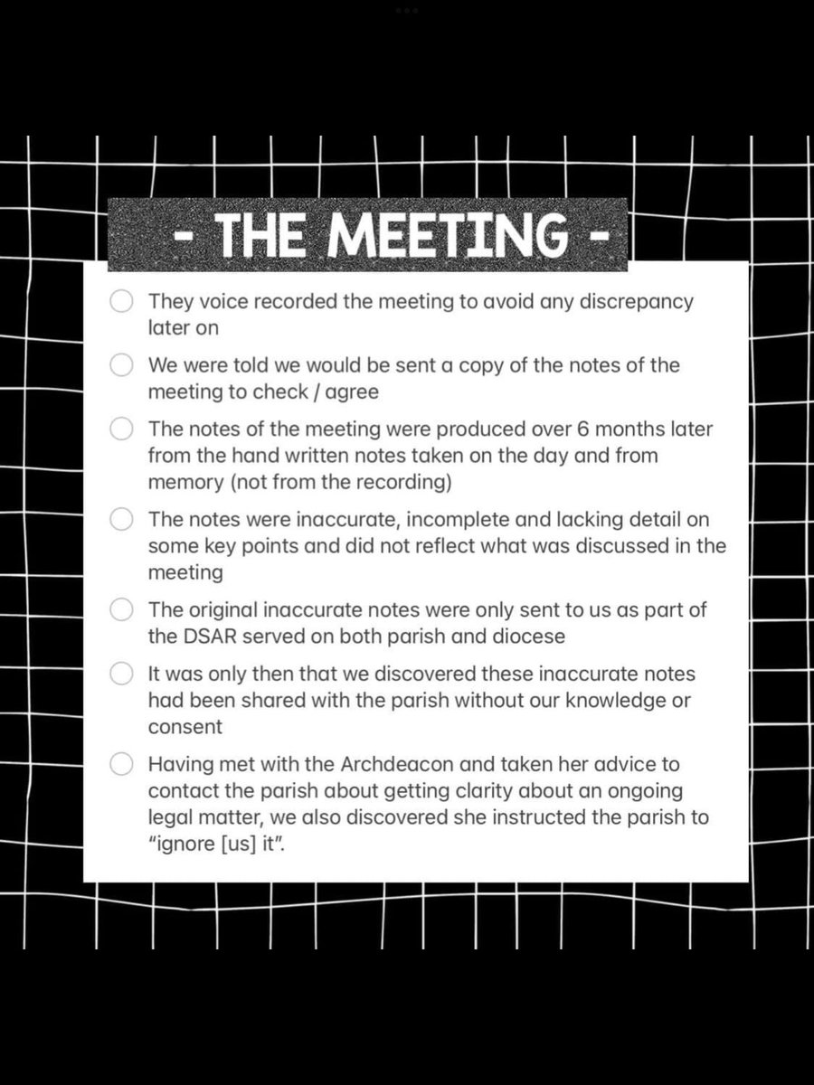 JohnnyTea00's tweet photo. The letter we sent after a meeting we had 4 years ago today (5th March) with the Archdeacon & DSA. The lack of formal response to us & her direct instruction to the PSO to “ignore” our requests led us to make the #SubjectAccessRequest that caused the parish such concern & anxiety https://t.co/sVSRU9Gv44