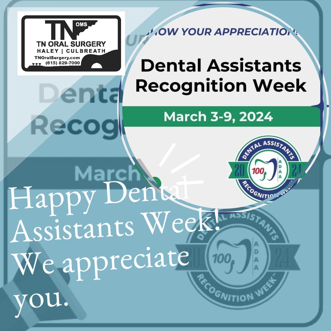 drhaleytnoms's tweet image. Happy Dental Assistants Week! We appreciate you all for your hard work and dedication in keeping our smiles healthy and bright. Thank you for everything you do! 💙😁 #DentalAssistantsWeek #DentalCare #SmileBright #ThankYou