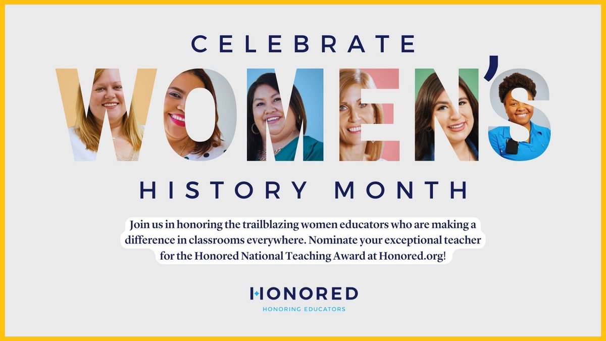 Happy #WomensHistoryMonth! 🌟 Let’s celebrate the extraordinary women who have shaped history, including the remarkable #educators who inspire us every day. Tag a woman #educator who has made a difference in your life! 💬 #EduTwitter #HonorTeachers #DoTheHonors 💙