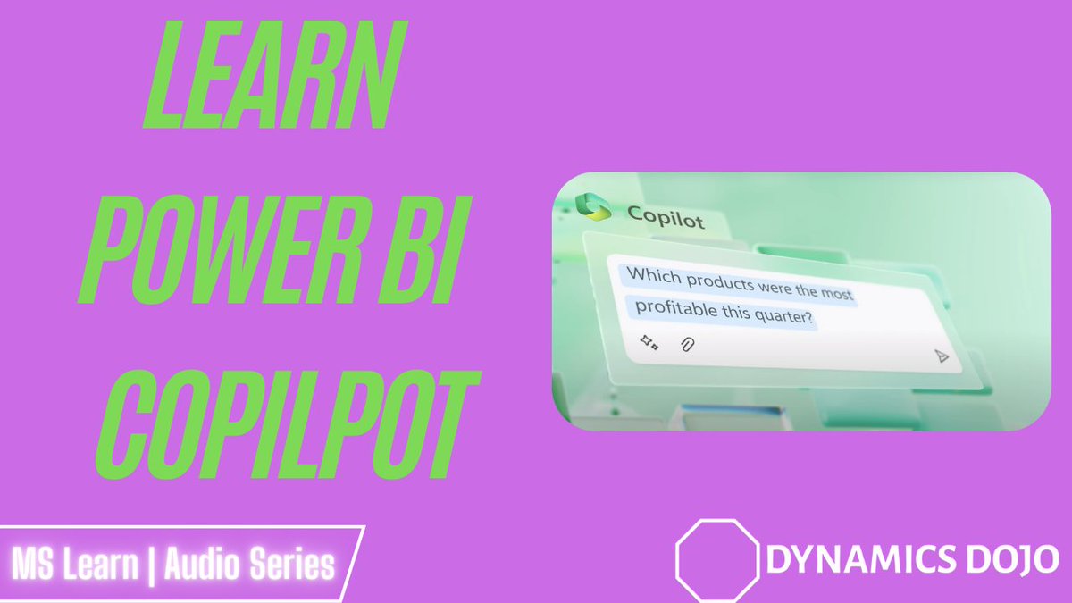 DynamicsDojo's tweet image. Learn Power BI Copilot 
youtu.be/J8Ht2hv7nM8
Use this audio series to learn on the go.
#Copilot #AI #CopilotCollege #DynamicsDojo #PowerBI #Microsoft #MicrosoftFabric