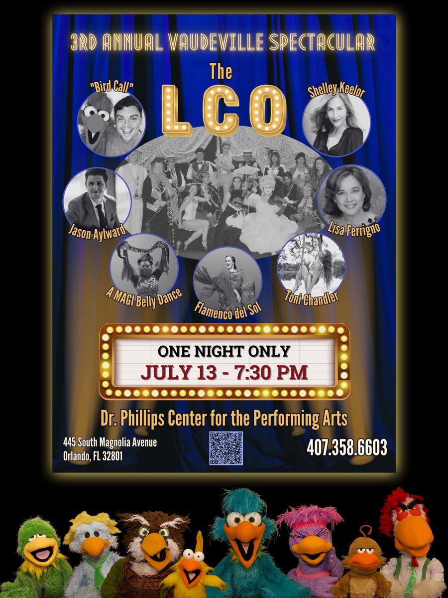 The flock from BIRD CALL is flying to @DrPhillipsCtr to join in on the fun for the Vaudeville Spectacular!

#birdcallradio #birdcall #orlando #florida #drphillipscenter #varietyshow #theLCO #spectacular #love #show #variety #acts #musical #theater #live