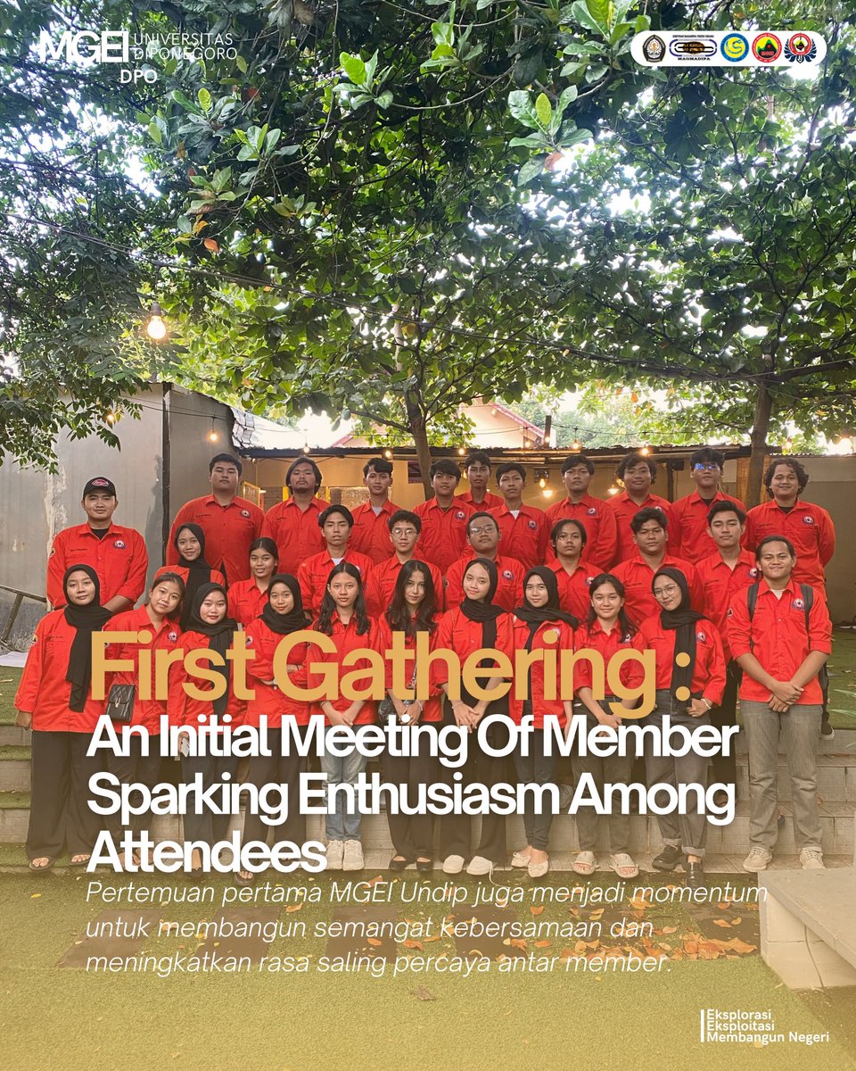 [Enjoy With MGEI UNDIP : First Gathering]

Selamat datang para member baru! MGEI UNDIP mengadakan acara first gathering untuk menyambut kehadiran kalian. 

#MGEI #MGEIUNDIP #MGEI2024
"Eksplorasi, Eksploitasi, Membangun Negeri"