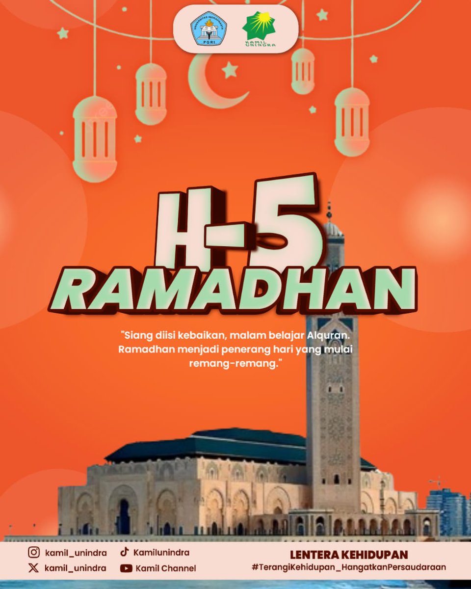 [H-5 RAMADHAN]

"Apabila datang bulan Ramadhan maka dibukalah pintu-pintu surga dan ditutuplah pintu-pintu neraka dan setan-setan diikat (dibelenggu)." (HR. Bukhari dan Muslim)