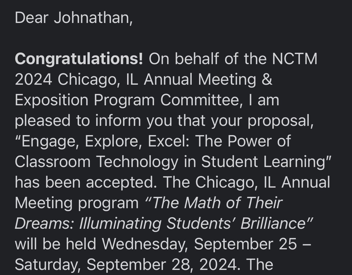 John Taylor (@tayloredu1) on Twitter photo So pumped to present at #nctmchicago on engagement with tech with <a href="/lisaligdavis/">Lisa Davis</a> and being a copresenter on coteaching with <a href="/sh_korney/">Steven Korney</a> and blended learner with Lisa. It’s gonna be a busy September. #mtbos So pumped to present at #nctmchicago on engagement with tech with <a href="/lisaligdavis/">Lisa Davis</a> and being a copresenter on coteaching with <a href="/sh_korney/">Steven Korney</a> and blended learner with Lisa. It’s gonna be a busy September. #mtbos