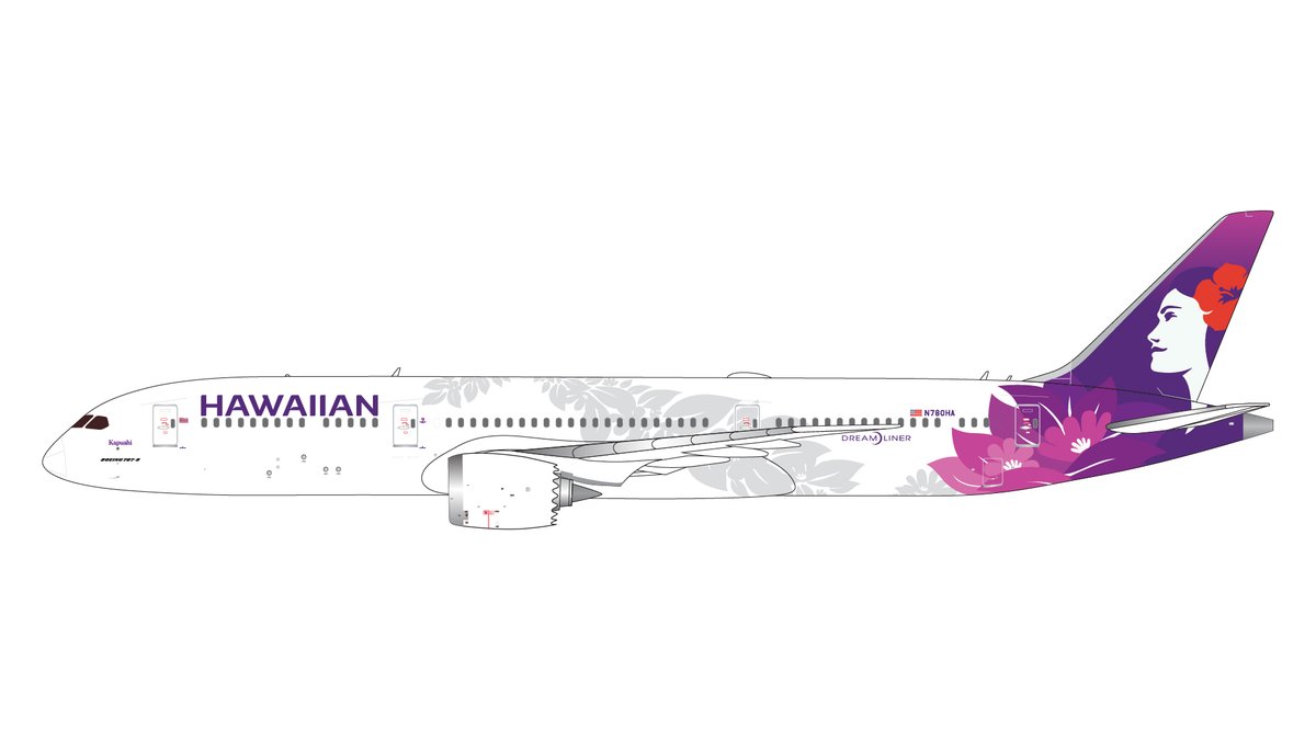 TAKEOFF! #GeminiJets 1:400-scale #HawaiianAirlines B787-9 N780HA (item GJHAL2047) & 1:400-scale #Hawaiian Airlines B787-9 N780HA flaps down (item GJHAL2047F). Pre-order now from a GeminiJets retailer. See the list at geminijets.com/retailers ✈️ #GeminiJetsModels