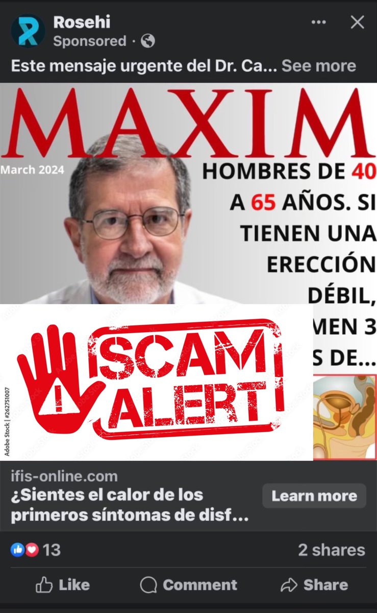 Dossirenas's tweet photo. SCAM ALERT: Que quede MUY claro. Fernando Cabanillas no está vendiendo este ni ningún otro producto por las redes sociales. Les puedo garantizar que si están vendiendo un producto con el nombre de mi papá, es un FRAUDE. No pierdan su dinero y no caigan en este scam! https://t.co/FzPki96cVO