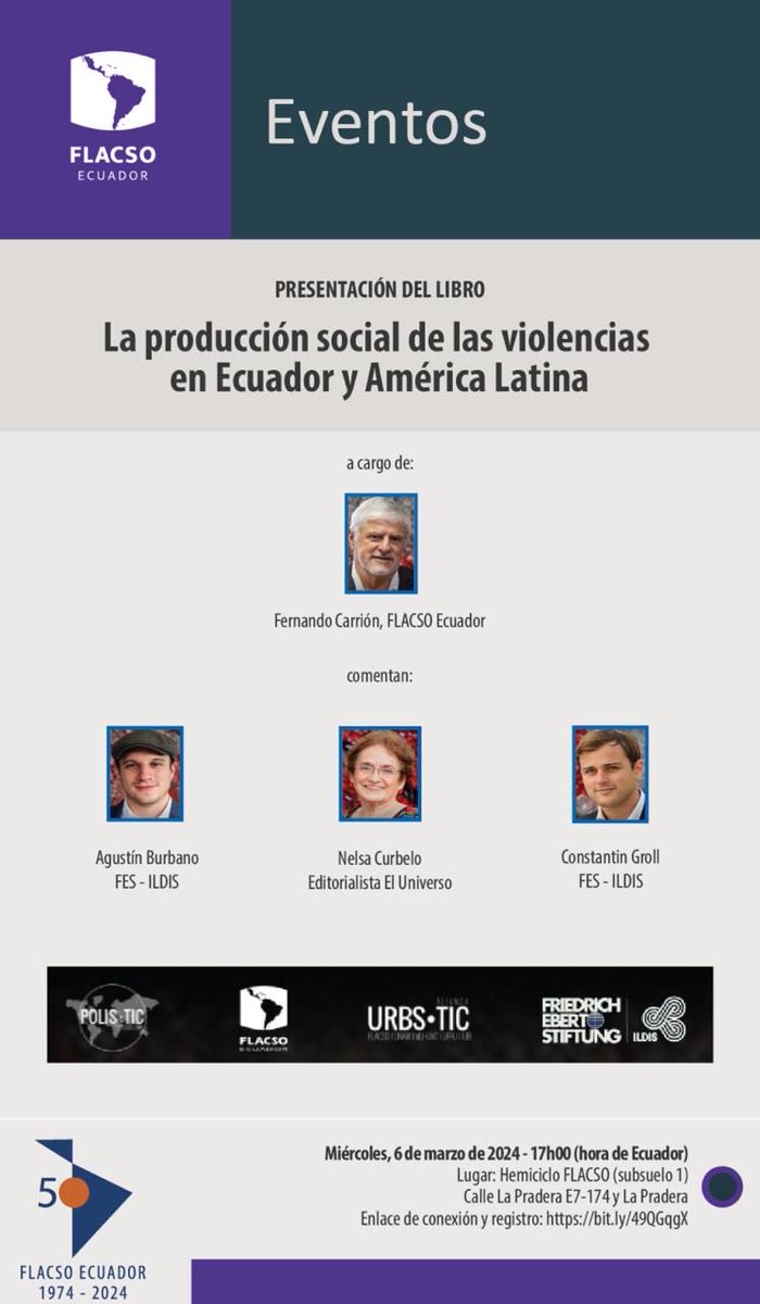 Mañana a las 17 hrs presento en Flacso mi libro: “La producción social de las violencias en Ecuador y América Latina”. Espero me puedan acompañar!