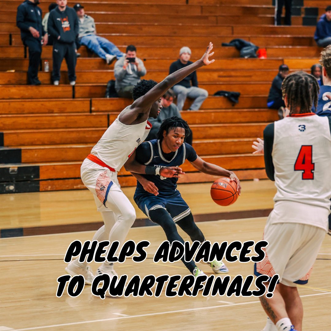 Jacob Hudson goes for another 30 tonight and Phelps advances to the Quarterfinals against Combine at 5pm tomorrow! Hudson has scored it at all three levels here today with 64 points in two tightly contested battles.
