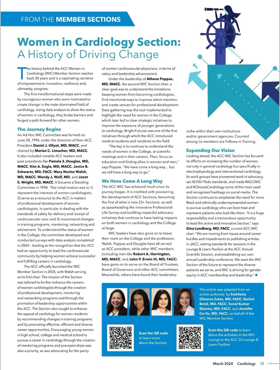 ⭐️Did you know that #ACCWIC is the first section of @ACCinTouch? ⭐️ 👩🏼‍⚕️👩🏻‍⚕️👩🏾‍⚕️Celebrating #WomensHistoryMonth with #ACCWIC! Join us in honoring the trailblazers who've driven change for #womenincardiology. Such a privilege to do research on #ACCWIC history and tell the story of…