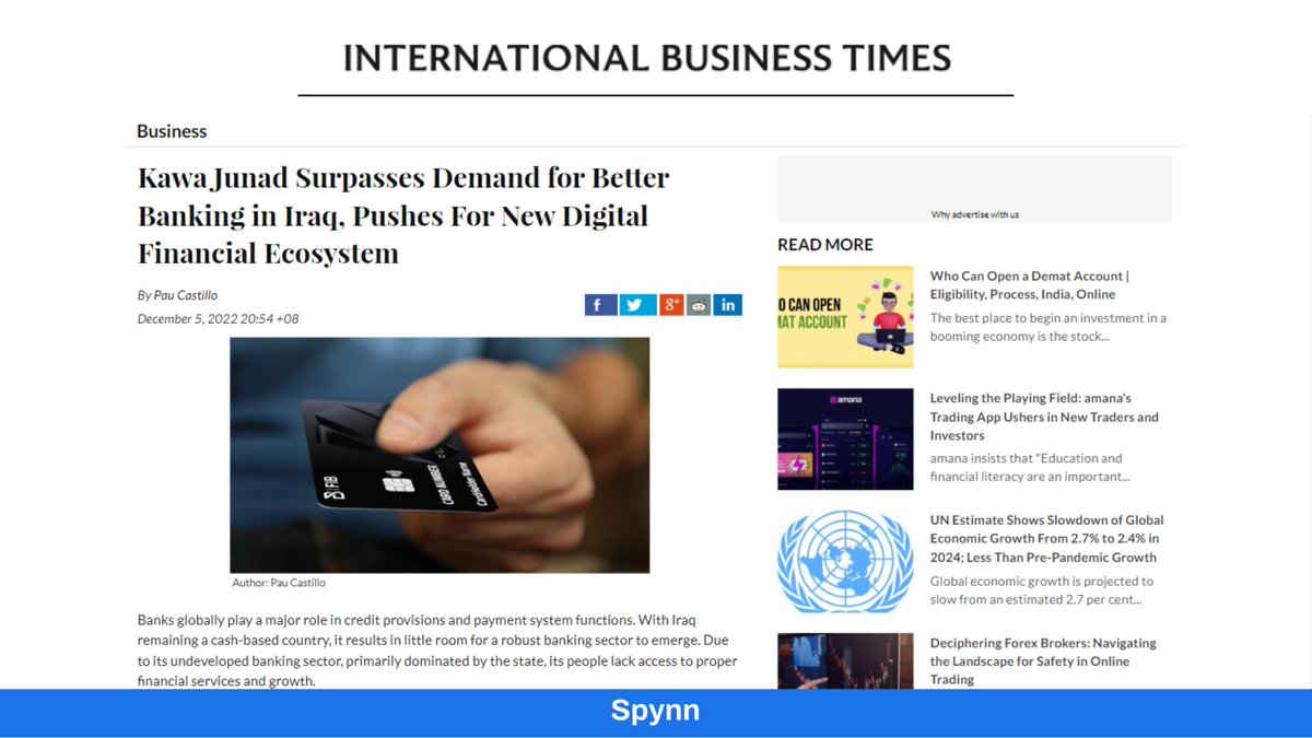 spynn_co's tweet image. 🌍✨ Kawa Junad&apos;s banking revolution in Iraq is now global news, thanks to #SpynnCo! 

Dreaming of similar recognition? Contact Us Today!
