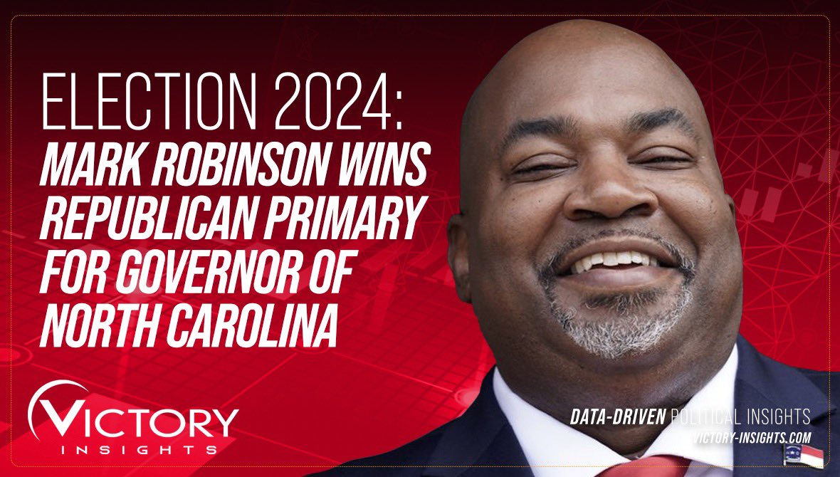 RACE CALL: Mark Robinson wins the Republican Primary for Governor of North Carolina! @markrobinsonNC will face Democrat Josh Stein in November in the nation’s most hotly-contested gubernatorial race in 2024. #ElectionDay #NorthCarolina