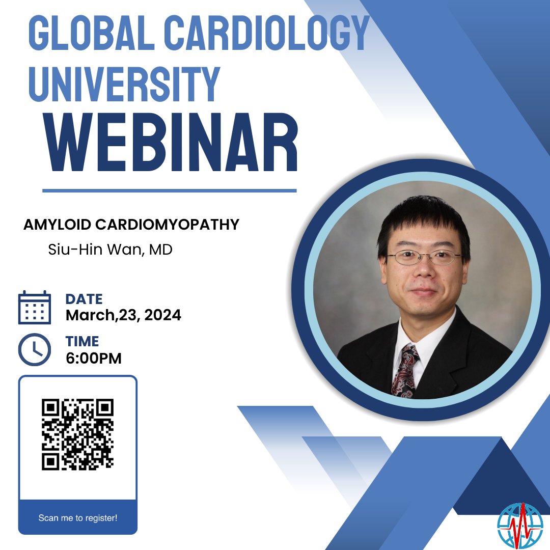 🌍Excited to announce Global Cardiology University's first live webinar! Join us as we discuss Amyloid Cardiomyopathy with expert Dr. Siu-Hin Wan. #GCU🚀🔬

🗓️ Date: March 23, 2024
⏰ Time: 6:00 PM

Don't miss this exciting event! Register now: us06web.zoom.us/webinar/regist…