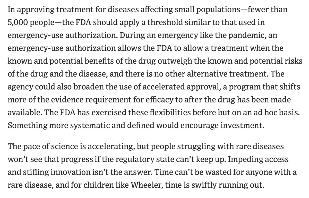 mkhammer's tweet photo. My brave friend @Judy__Stecker writes about how cutting FDA red tape could help kids with rare diseases, like her brave kiddo @WheelersWarrior. They've used this flexibility bf &amp; can again for very small groups of patients for whom time is of essence. https://t.co/7cCW9oO8kd