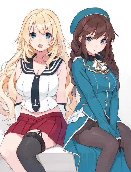 お題箱から、愛宕と能代の服交換 #艦これ 