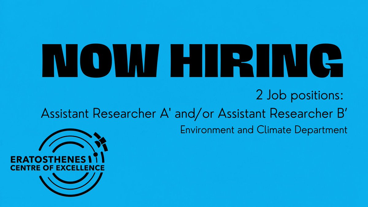 📢We are #hiring two (2) Assistant Researchers A’ and/or Assistant Researchers B’ at the Environment and Climate Department, on a full-time or part-time employment basis! 👇Check the post below for further information: eratosthenes.peopleforce.io/careers/v/5976…