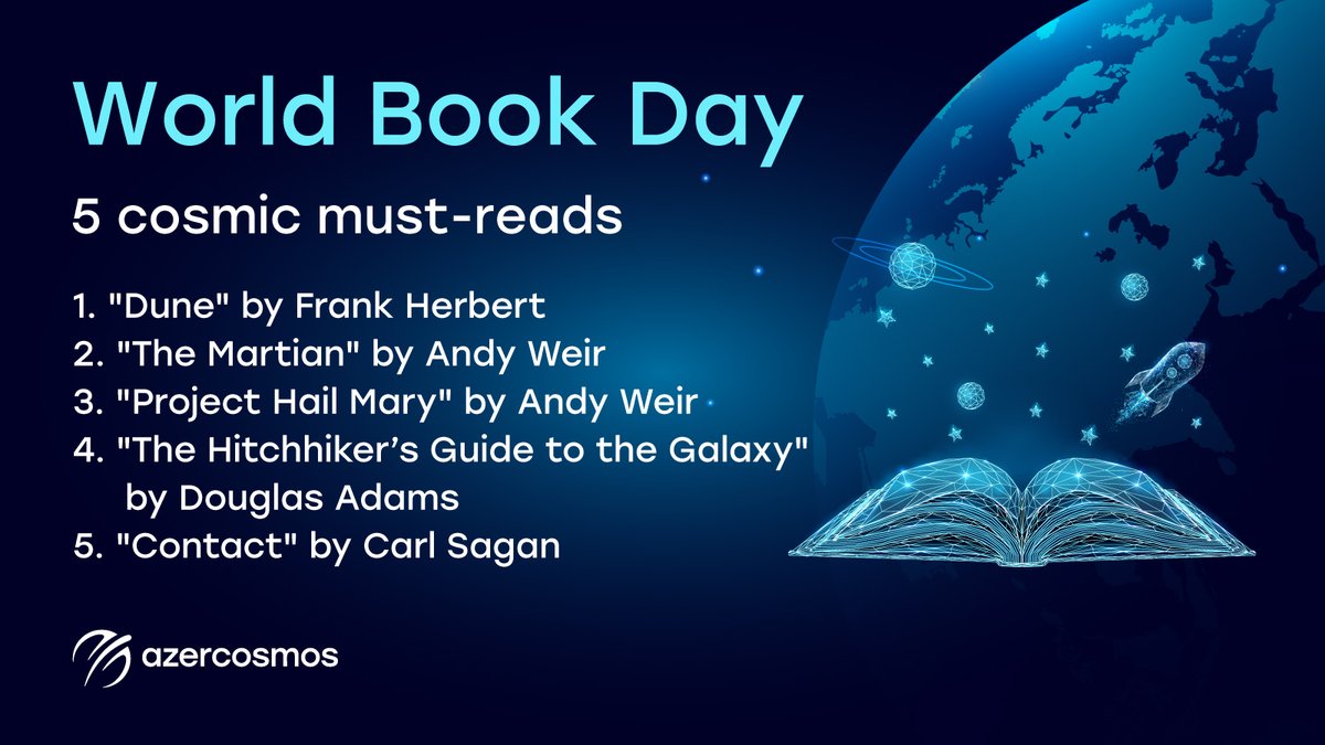 Join the cosmic adventures through the pages of fantastic literature! ✨💫 We've handpicked 5 books that will let you come closer to the stars! Which of these is a must-read for you? #Azercosmos #WorldBookDay