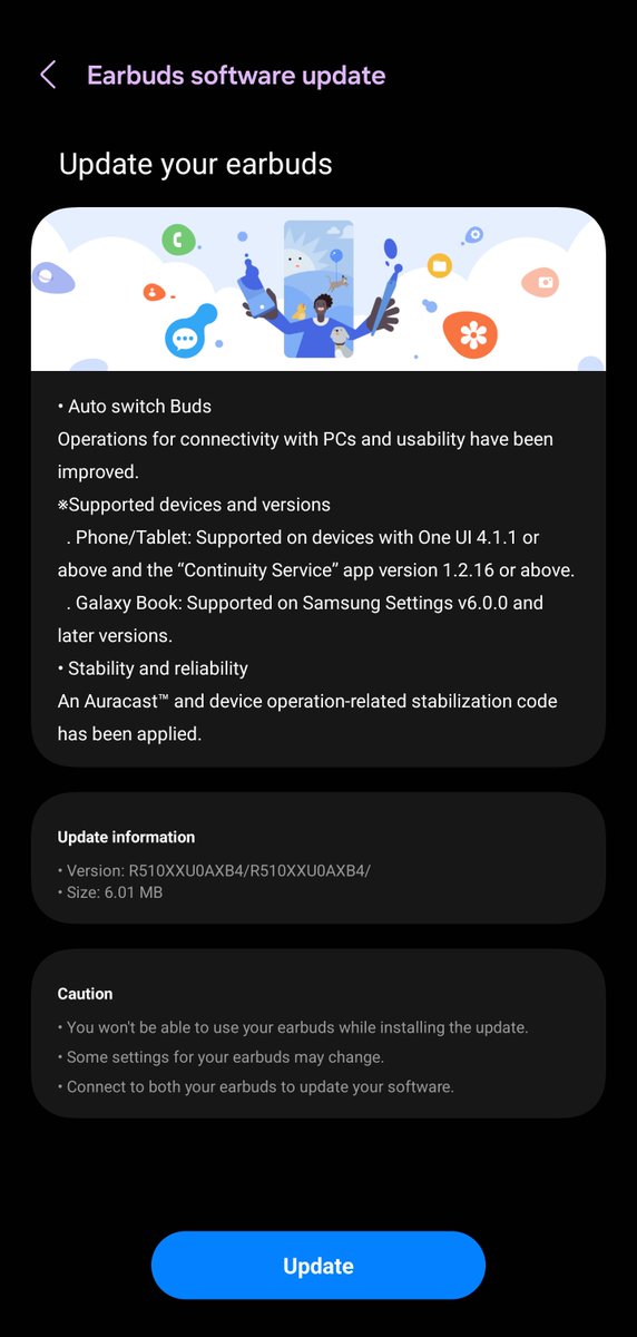 #GalaxyBuds2Pro received a new update, version AXB4
