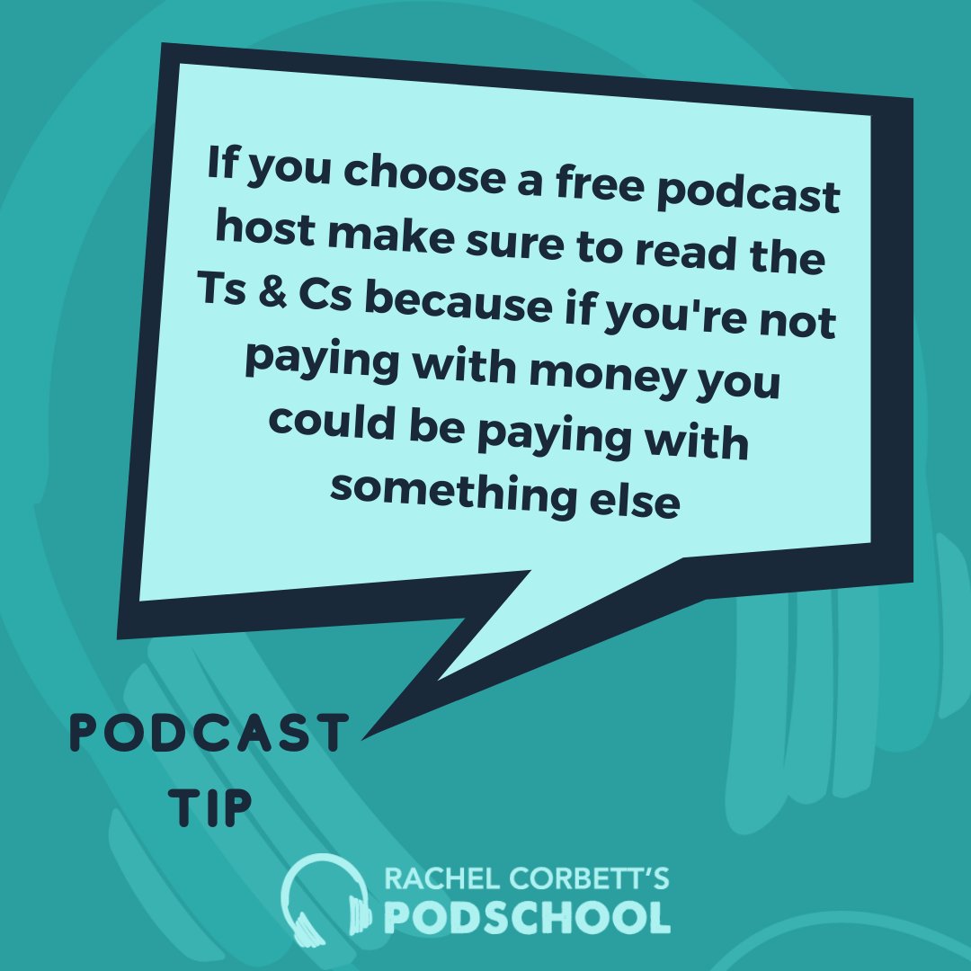 A free podcast host might sound like a good idea when you're starting out but make sure you've read the fine print so you know what you're signing up for #podcstingtips #podcasting rachelcorbett.com.au/blog/should-yo…